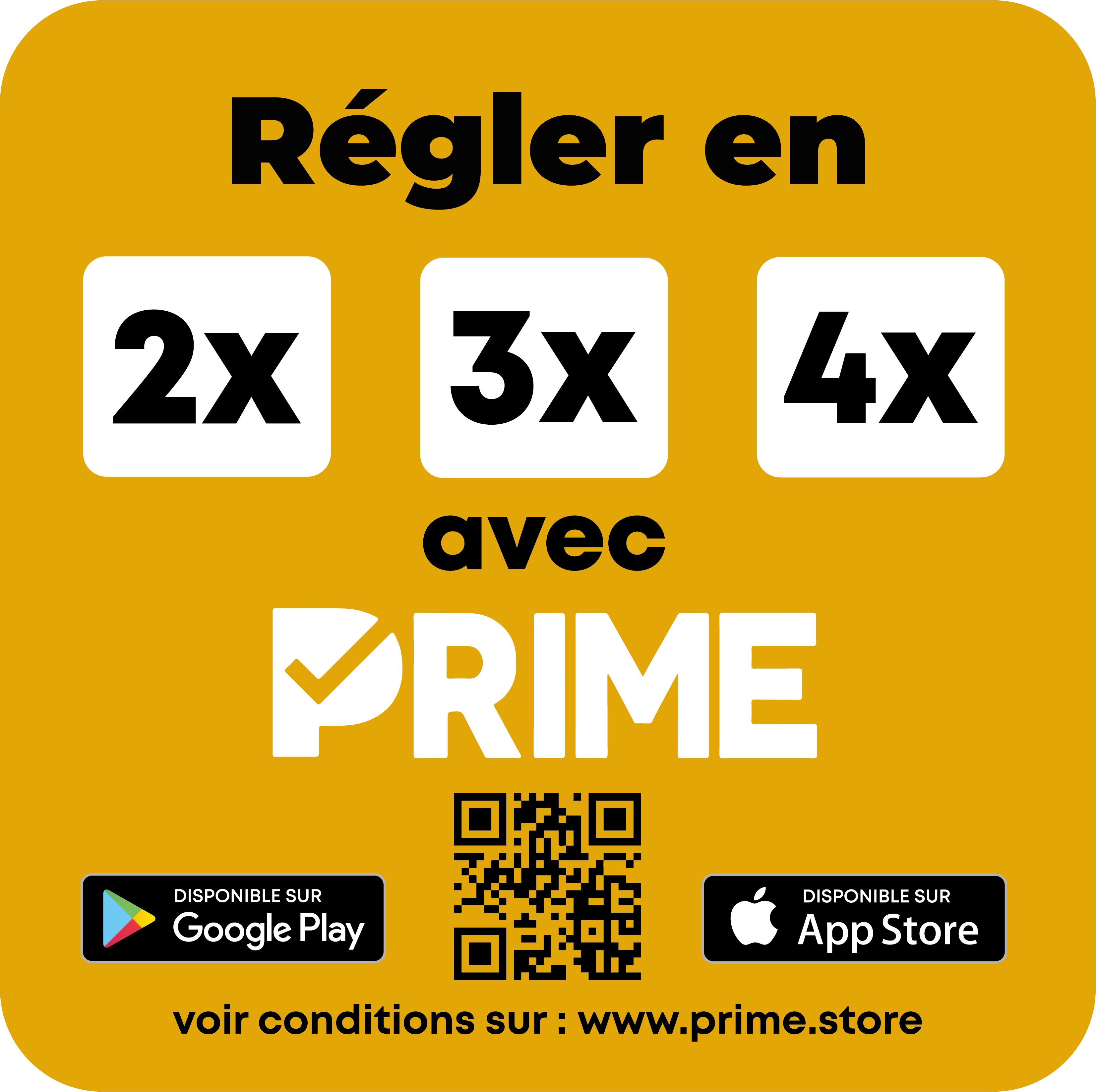 Interface de l'application Prime Store pour le paiement en plusieurs fois